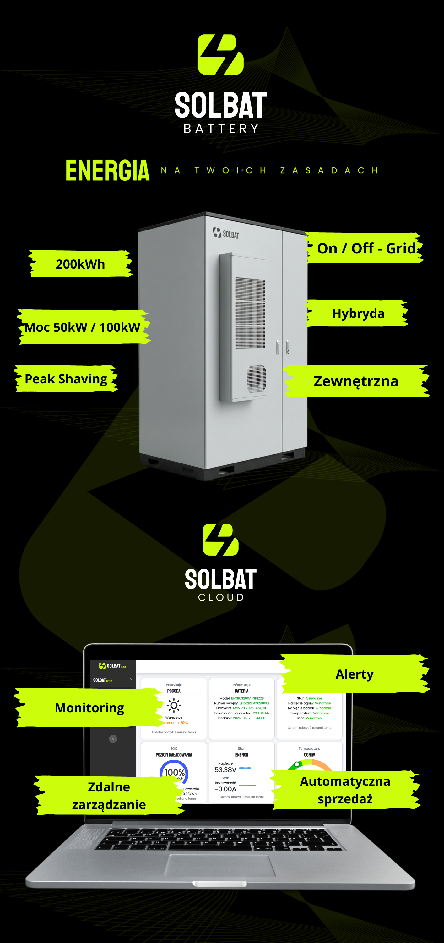 200kWh Magazyn Energii SOLBAT HV - Zewnętrzny SOLBAT_HV